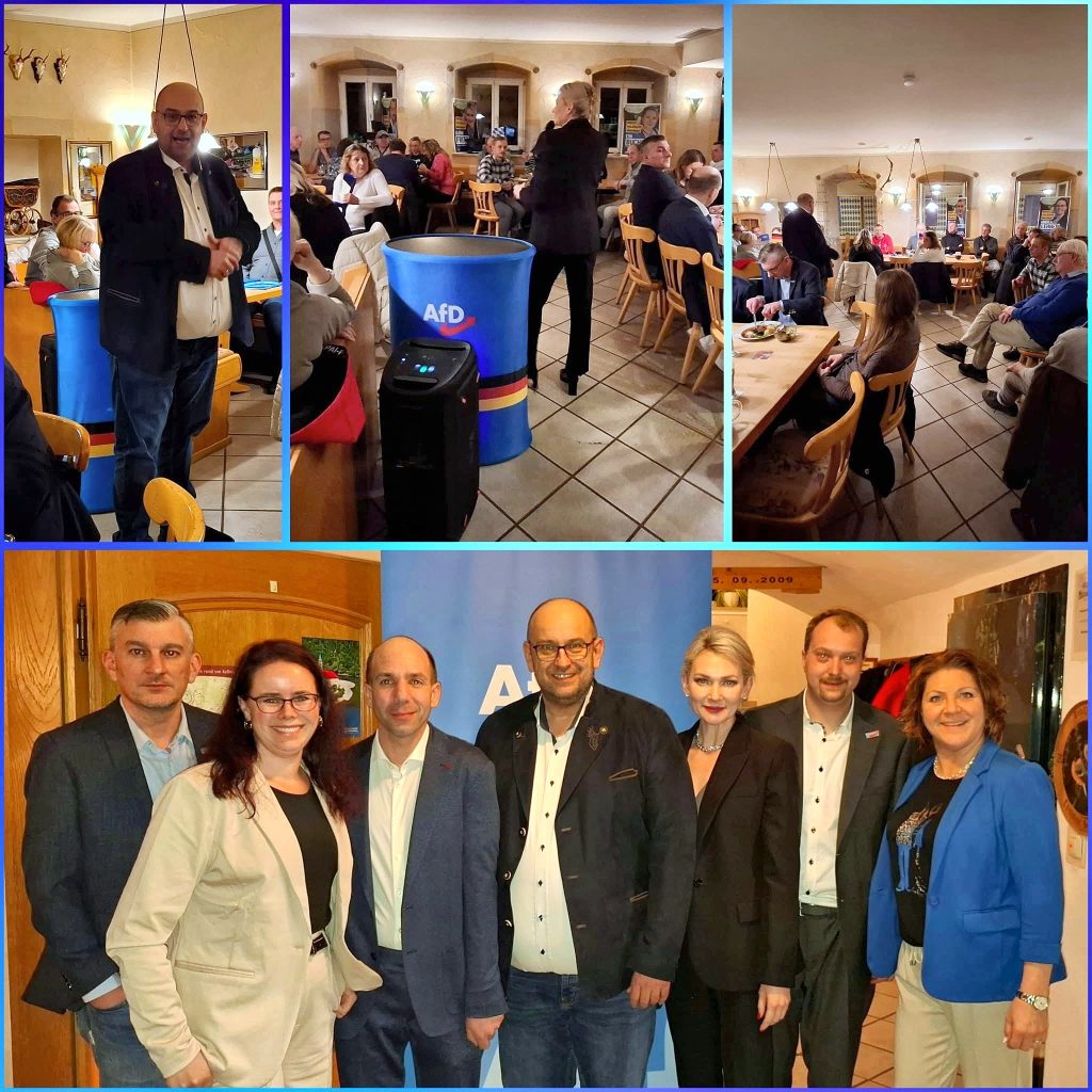 Bildcollage vom AfD-Stammtisch in Weltenburg